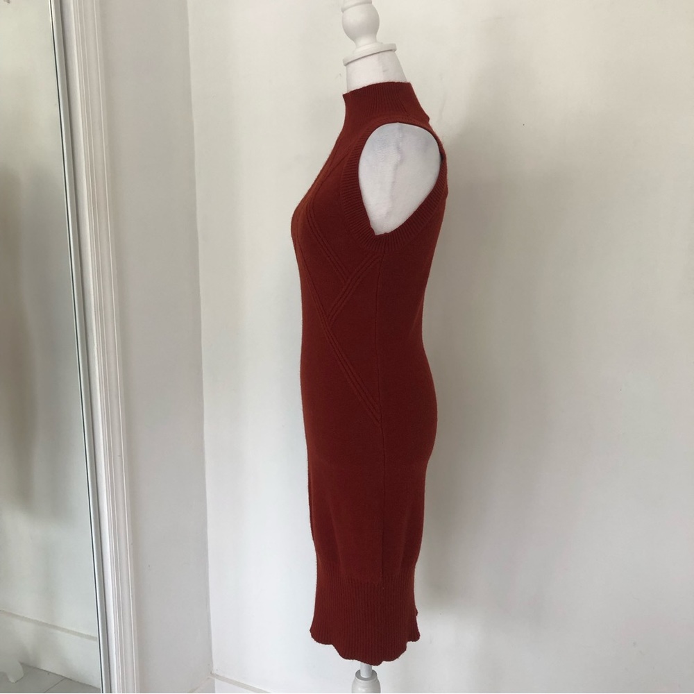 Ali & Jay Women Red Wood Mock Neck Sleeveless Knit Midi Dress Sz M View 3